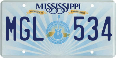 MS license plate MGL534