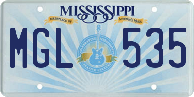 MS license plate MGL535