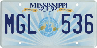 MS license plate MGL536