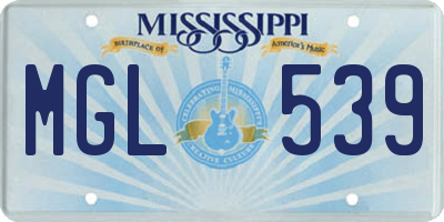 MS license plate MGL539