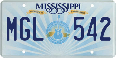 MS license plate MGL542