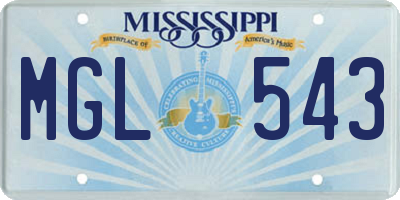 MS license plate MGL543