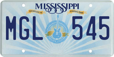 MS license plate MGL545