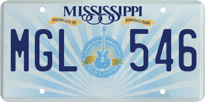 MS license plate MGL546
