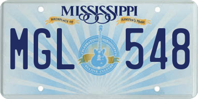 MS license plate MGL548