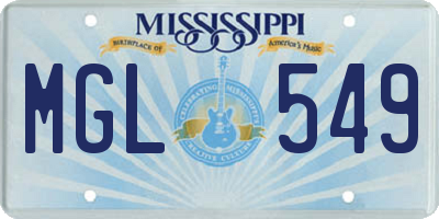 MS license plate MGL549