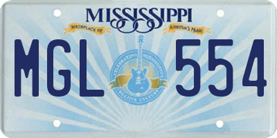 MS license plate MGL554