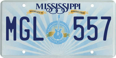 MS license plate MGL557
