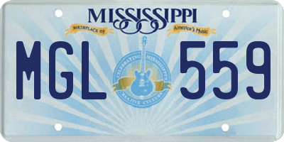 MS license plate MGL559