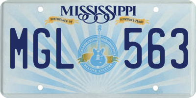 MS license plate MGL563