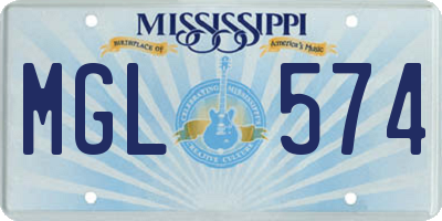MS license plate MGL574
