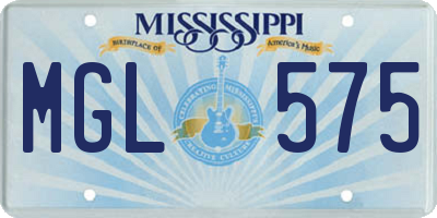 MS license plate MGL575