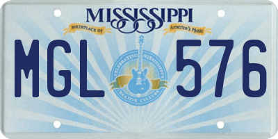 MS license plate MGL576