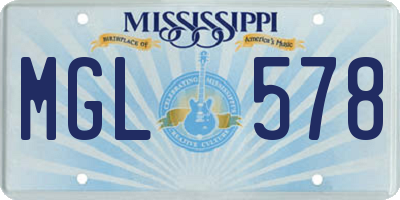 MS license plate MGL578