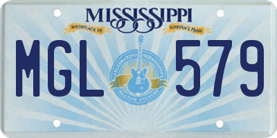 MS license plate MGL579