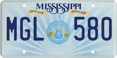 MS license plate MGL580