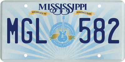 MS license plate MGL582