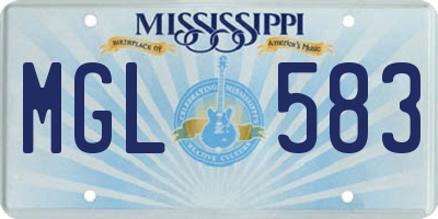 MS license plate MGL583
