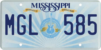 MS license plate MGL585