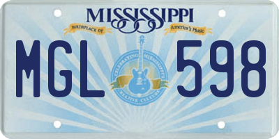 MS license plate MGL598