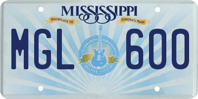 MS license plate MGL600