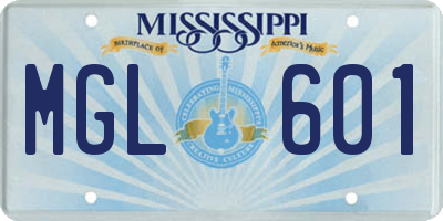 MS license plate MGL601