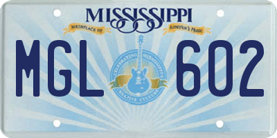 MS license plate MGL602