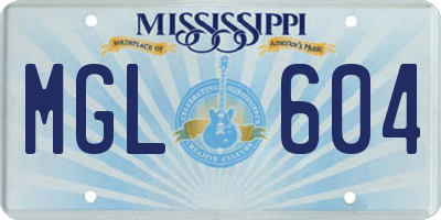 MS license plate MGL604