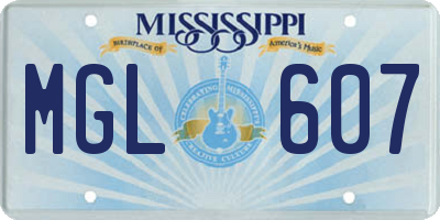 MS license plate MGL607