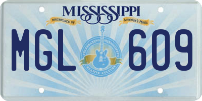 MS license plate MGL609