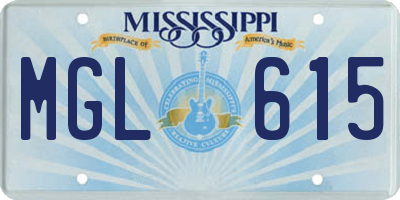 MS license plate MGL615