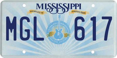 MS license plate MGL617