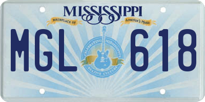 MS license plate MGL618