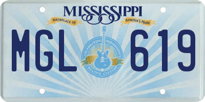 MS license plate MGL619
