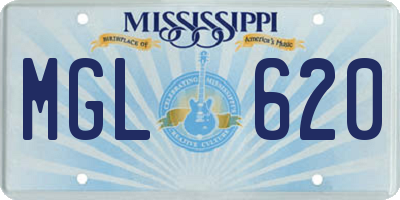 MS license plate MGL620