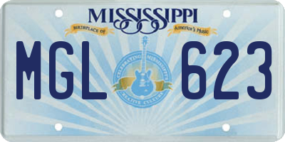 MS license plate MGL623