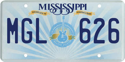 MS license plate MGL626