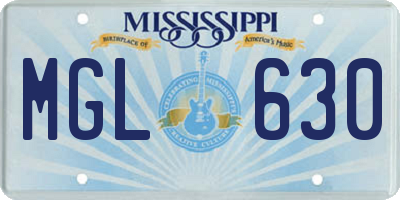 MS license plate MGL630