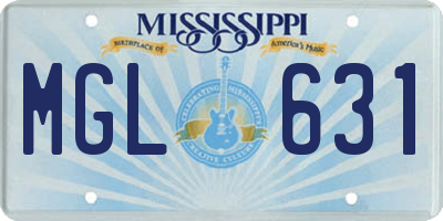 MS license plate MGL631