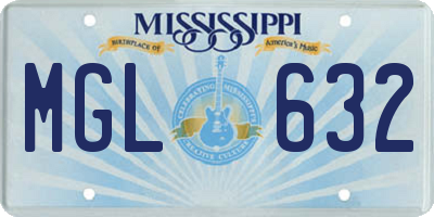 MS license plate MGL632