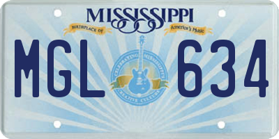 MS license plate MGL634