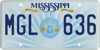 MS license plate MGL636