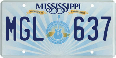 MS license plate MGL637