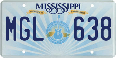 MS license plate MGL638