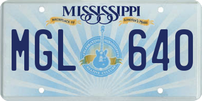 MS license plate MGL640