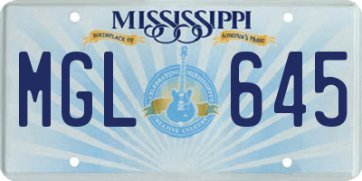 MS license plate MGL645