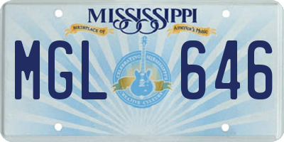 MS license plate MGL646