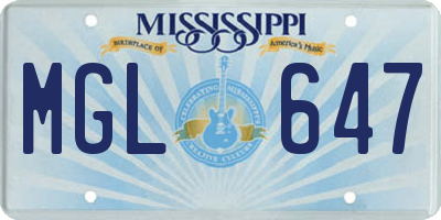 MS license plate MGL647