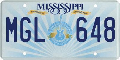 MS license plate MGL648