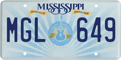 MS license plate MGL649